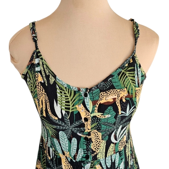 House Tropical Leopard Print Spaghetti Strap Mini Dress Sz XS - Picture 2 of 10